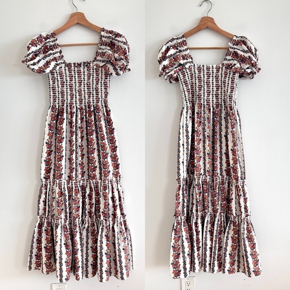 O.P.T Daphne Square Neck Smocked floral midi dress size M - Picture 5 of 9